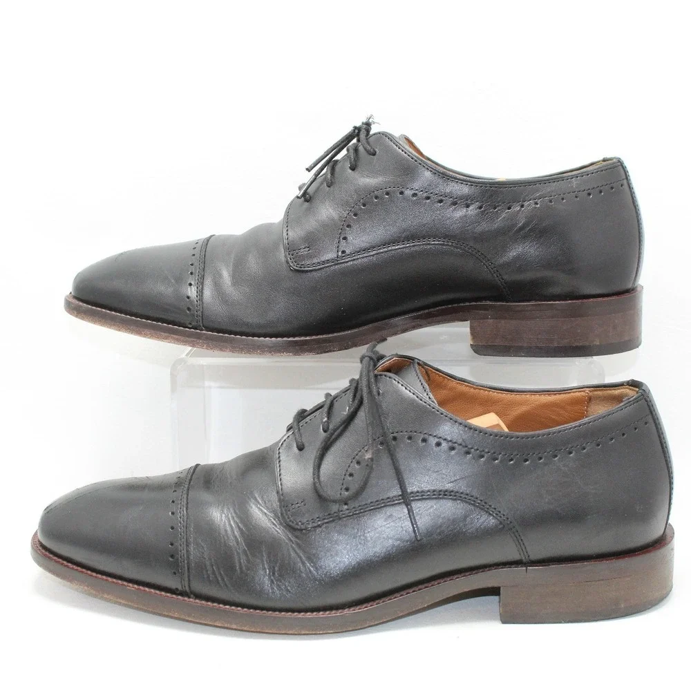 Johnston & Murphy Mens Black Leather Cap Toe‎ Derby Dress Shoes 59-2541 Size 9M